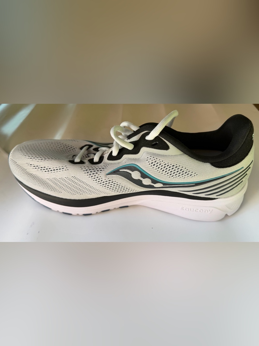 Saucony Men’s Light Gray Running Shoes with Teal Accent PWR Run Ride14 10W - Picture 8 of 14
